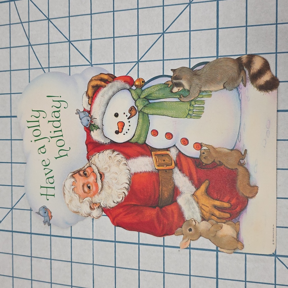 Vintage Snowman W/Cardinals & Lights Holiday Hallmark Card Inc Decoration 1981